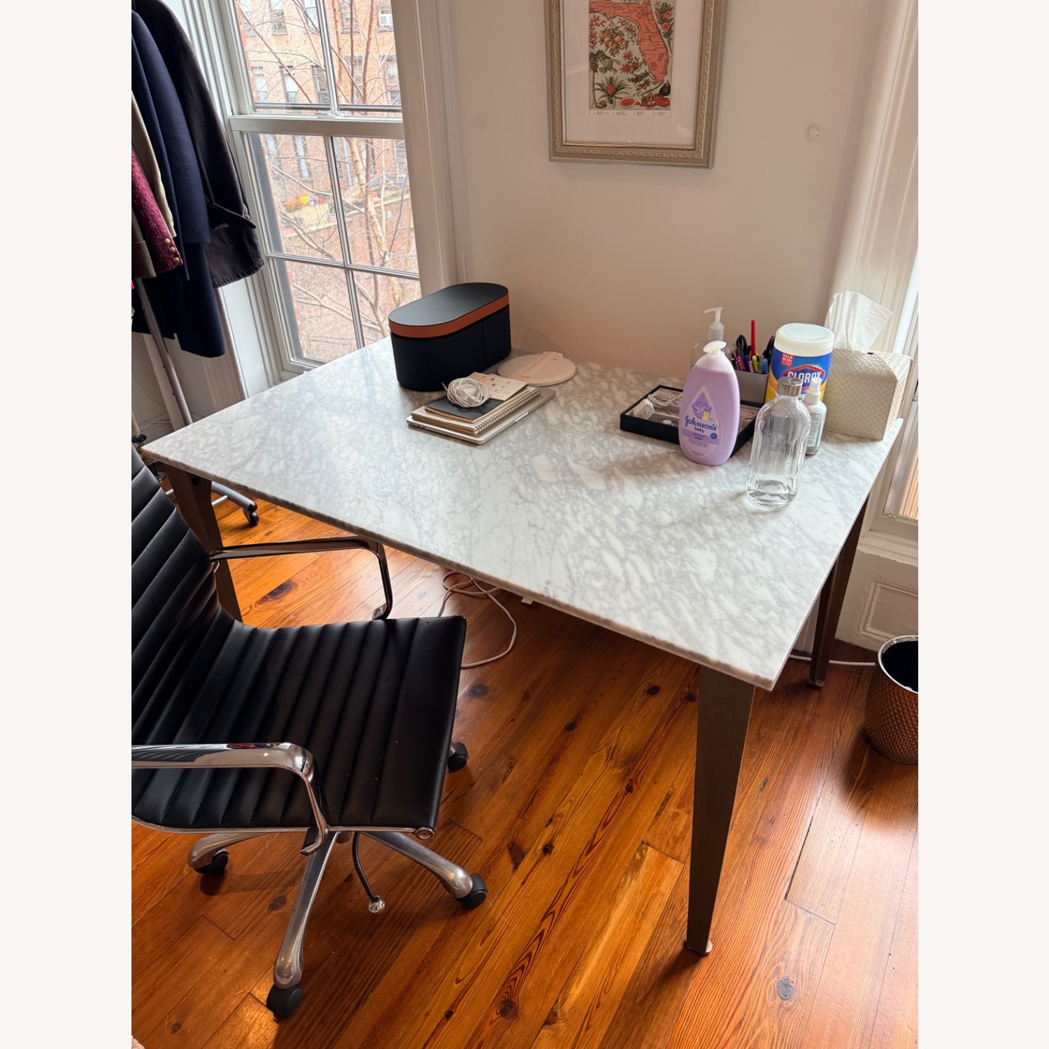 CB2 Paradigm White Marble Desk - image-4