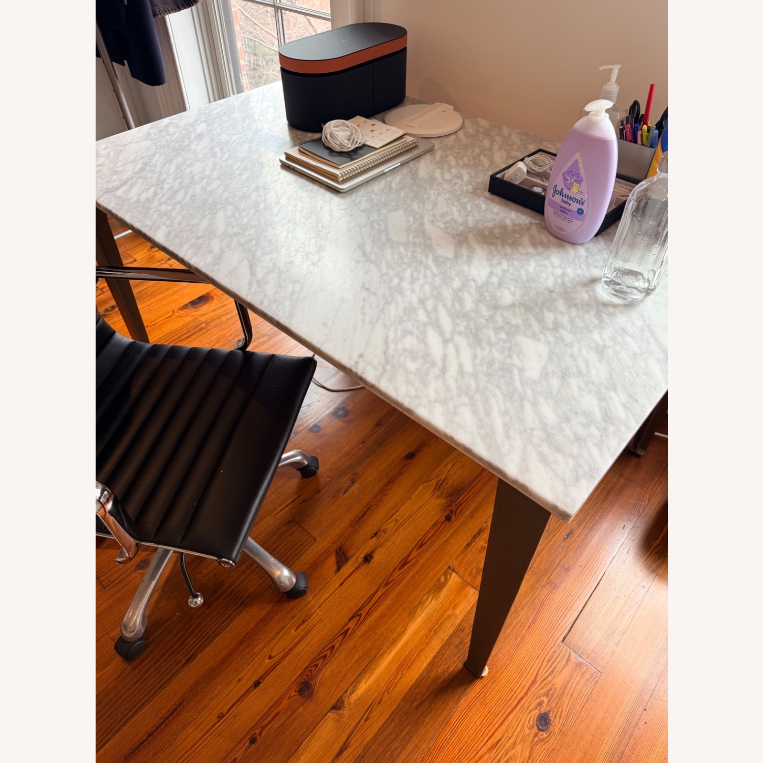 CB2 Paradigm White Marble Desk - image-5