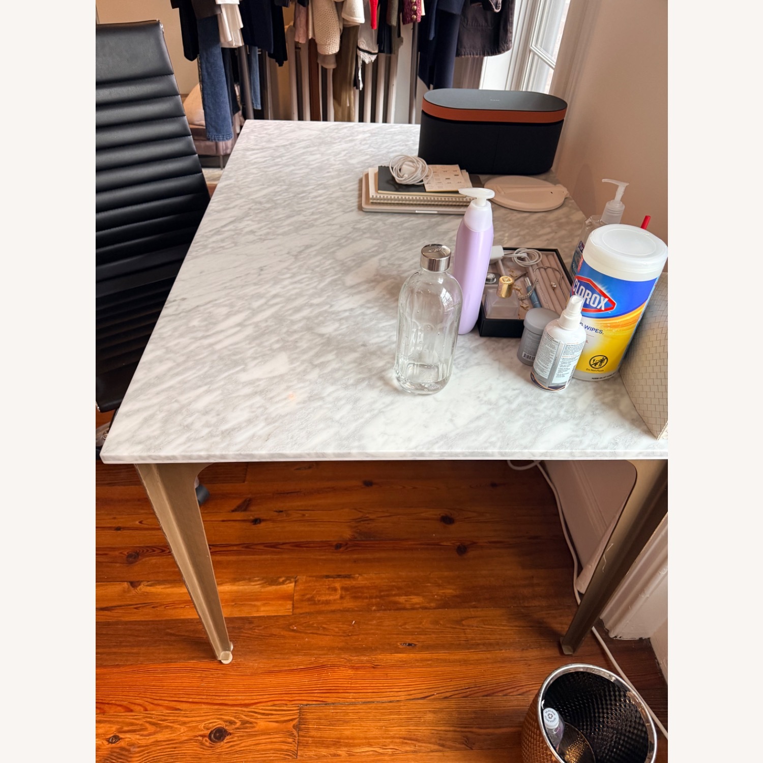 CB2 Paradigm White Marble Desk - image-3