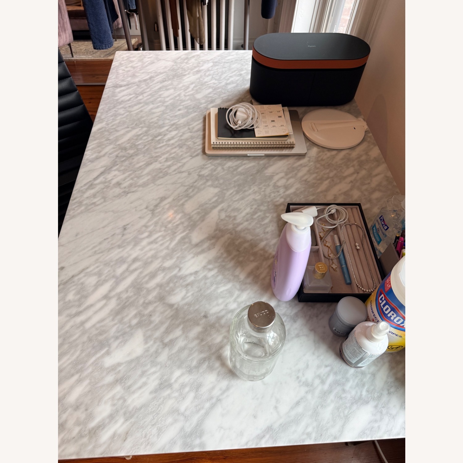 CB2 Paradigm White Marble Desk - image-2