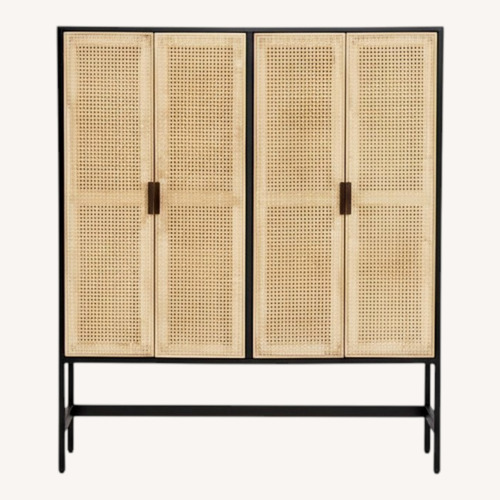 Used Burke Décor Black Wood Armoire for sale on AptDeco