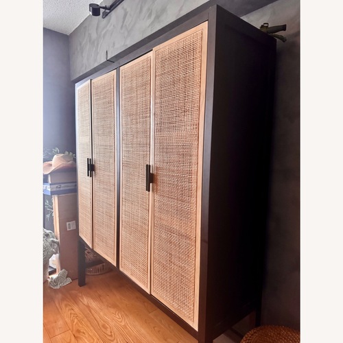 Used Burke Décor Black Wood Armoire for sale on AptDeco
