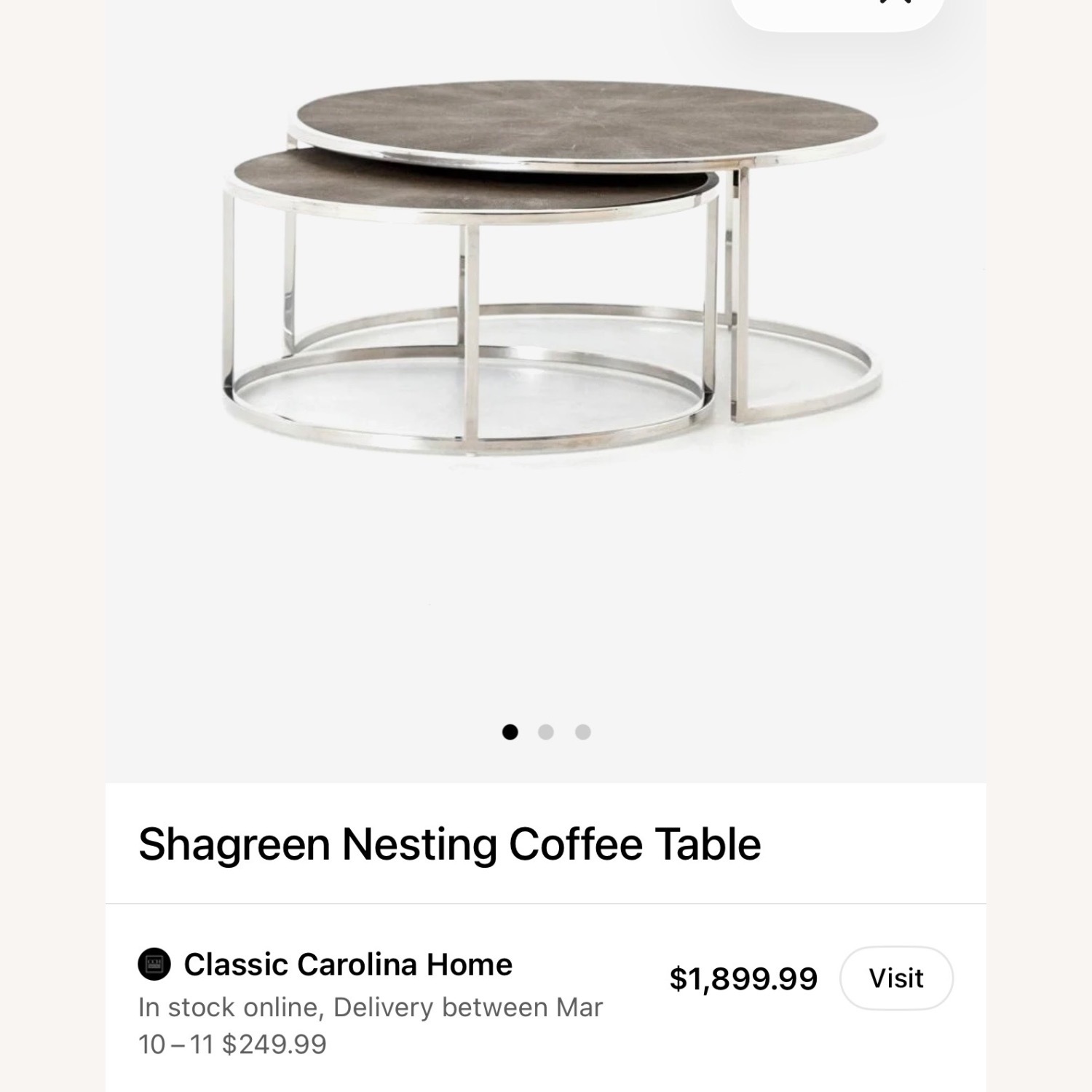 Four Hands Shagreen Light Gray Leather Coffee Table - image-3