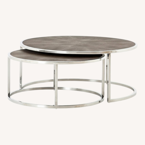 Used Four Hands Shagreen Light Gray Leather Coffee Table for sale on AptDeco