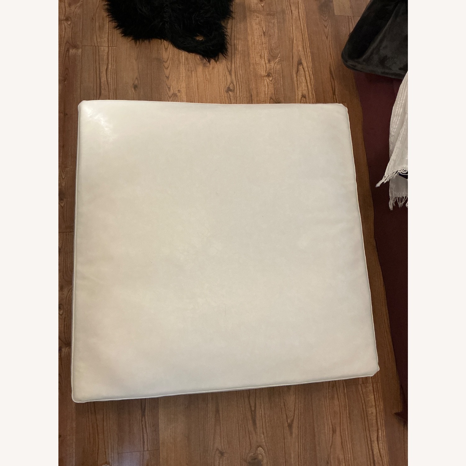 West Elm White Faux Leather Ottoman - image-4