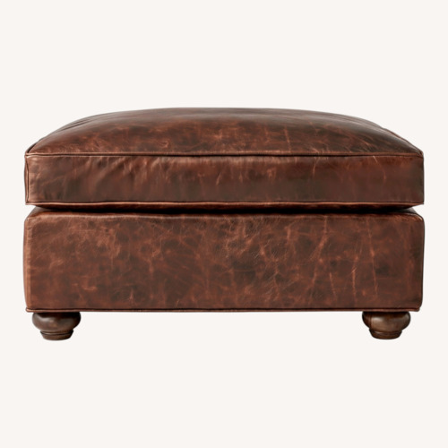 Used Restoration Hardware Lancaster Dark Brown Leather Ottoman for sale on AptDeco