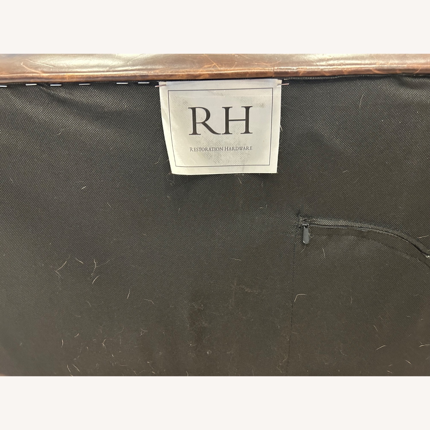 Restoration Hardware Lancaster Dark Brown Leather Ottoman - image-5