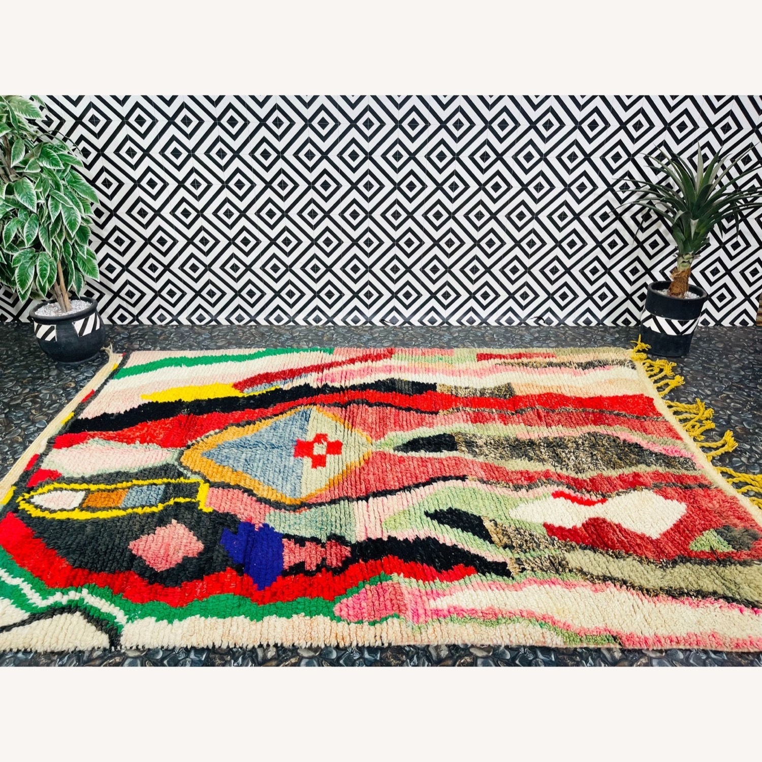 Vintage Rainbow Beni Orin Moroccan Rug - image-1