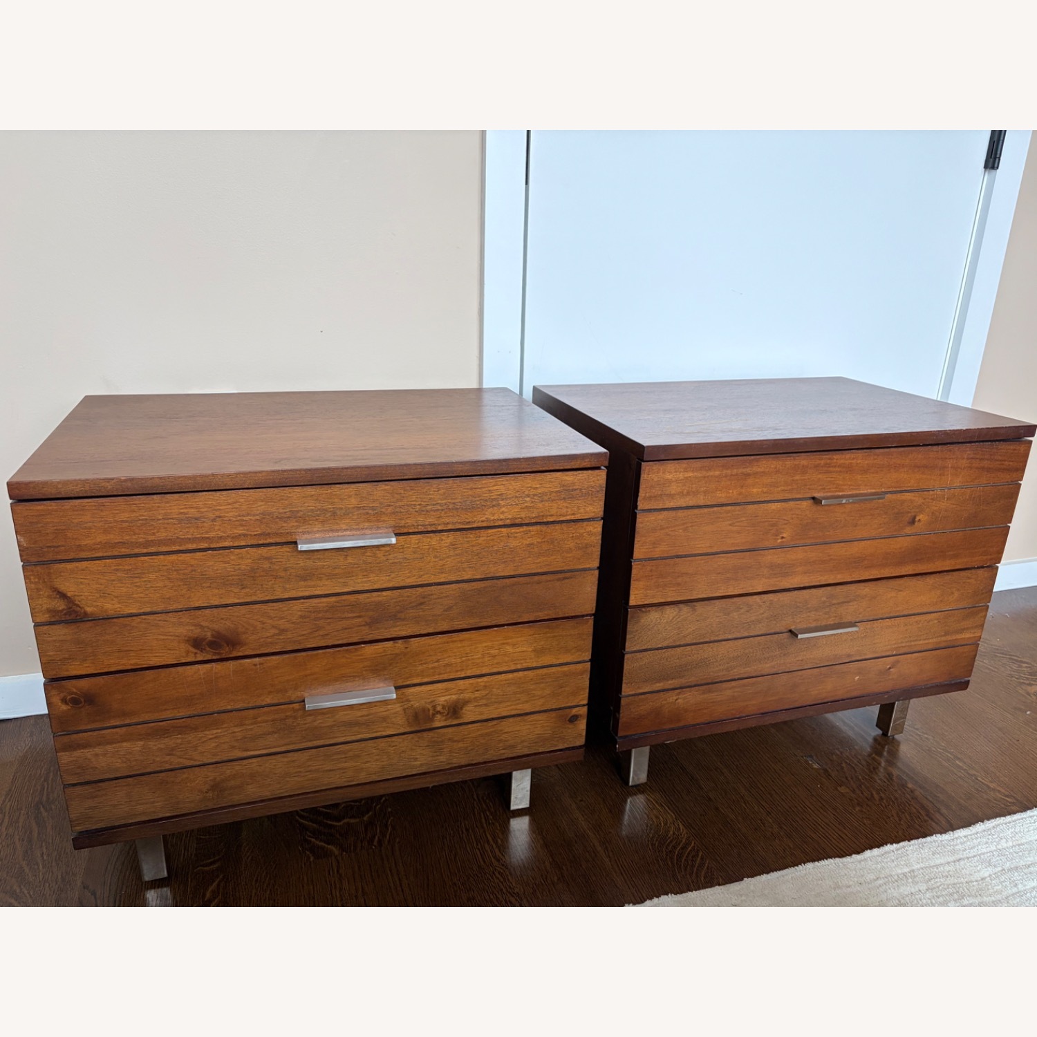 CB2 Linear 2-Drawer Wood Nightstand - image-1