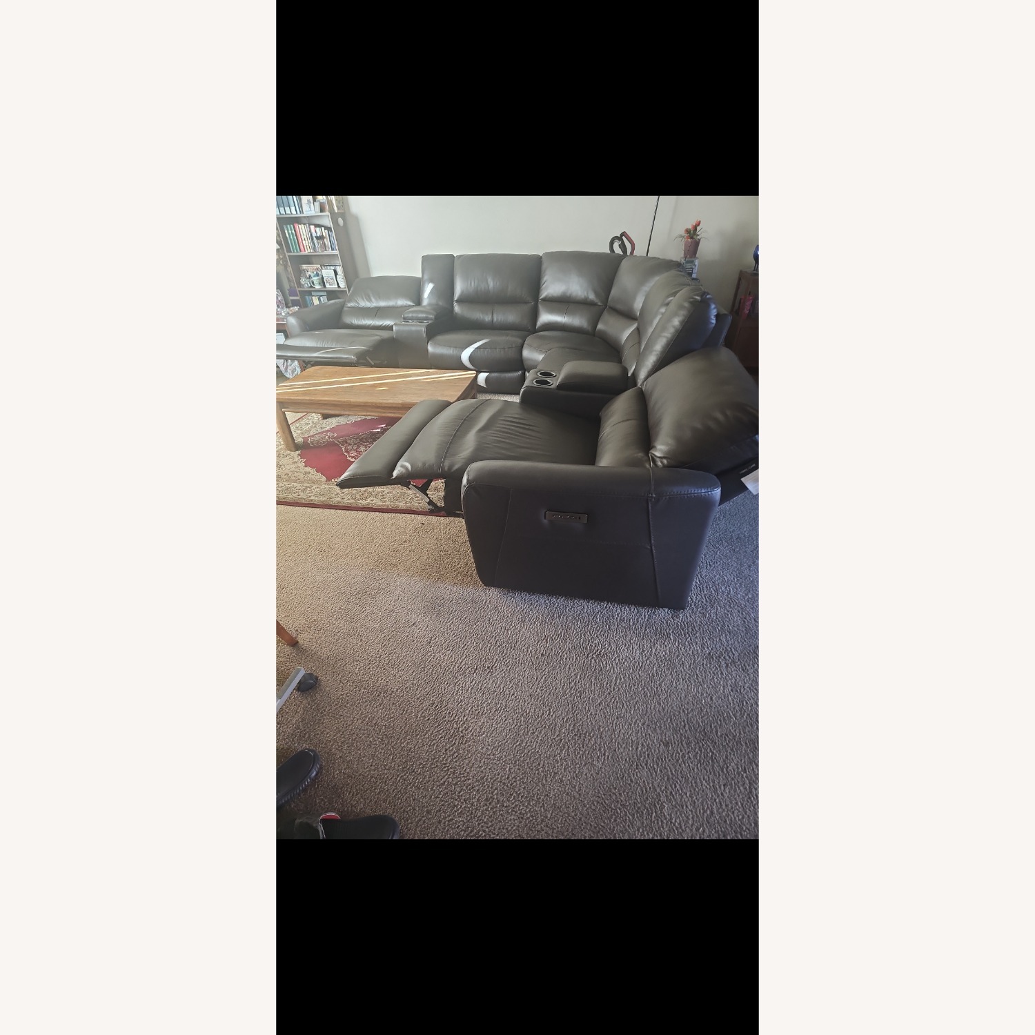 Lenardo Dark Brown Leather 3+ Piece Sectional - image-1