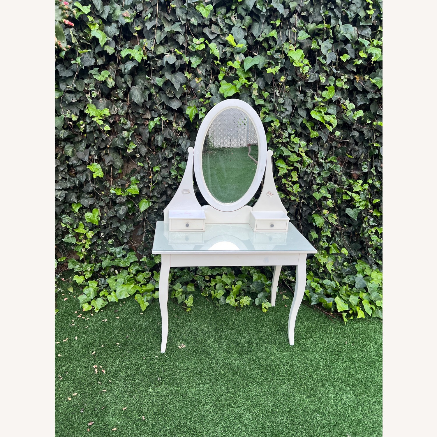 Dressing Table with Mirror and Glass Top - image-2