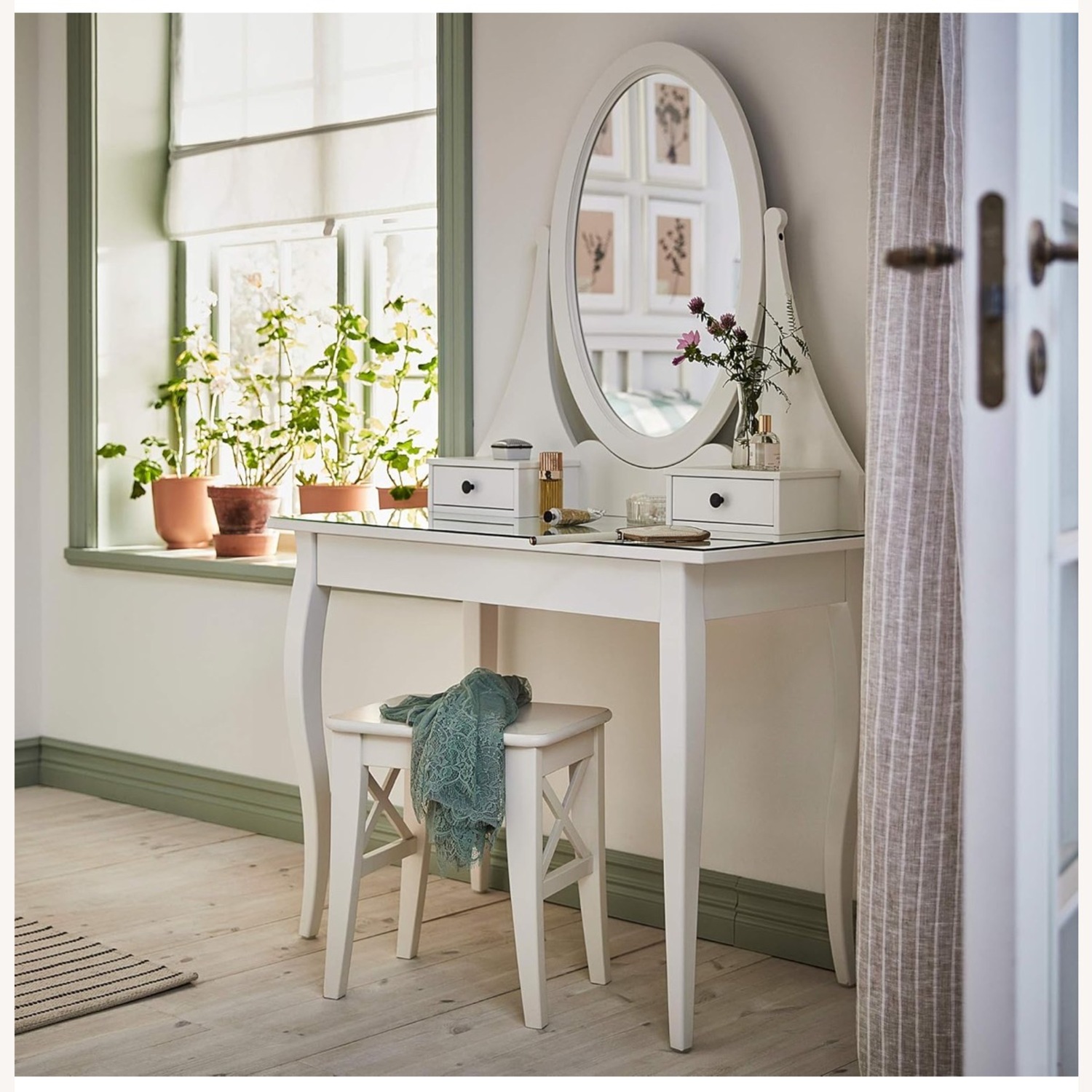 Dressing Table with Mirror and Glass Top - image-11