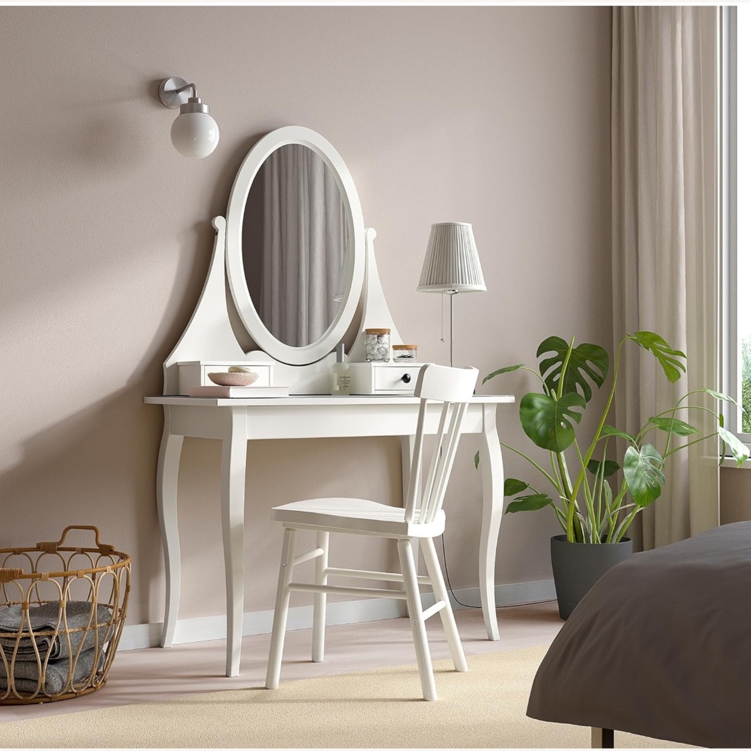 Dressing Table with Mirror and Glass Top - image-9