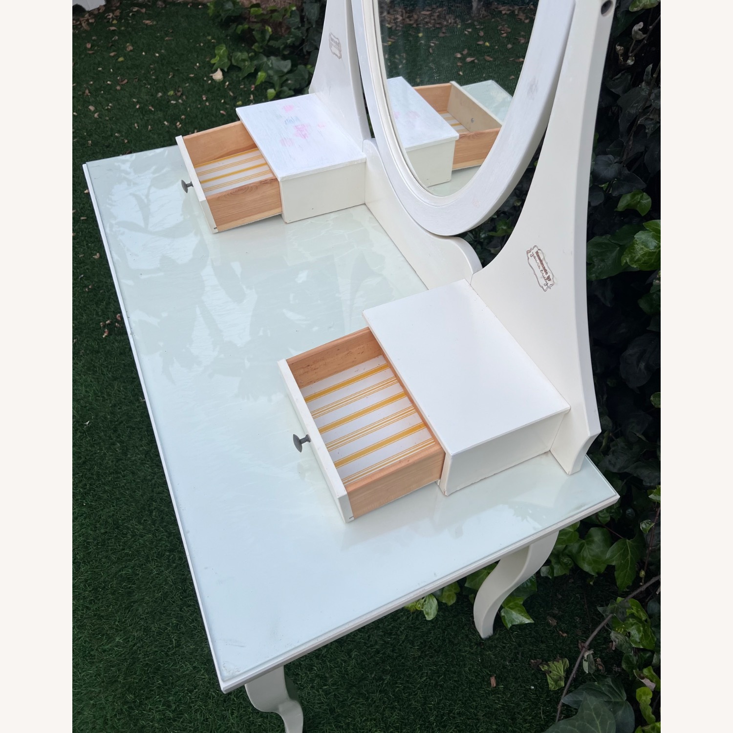 Dressing Table with Mirror and Glass Top - image-7