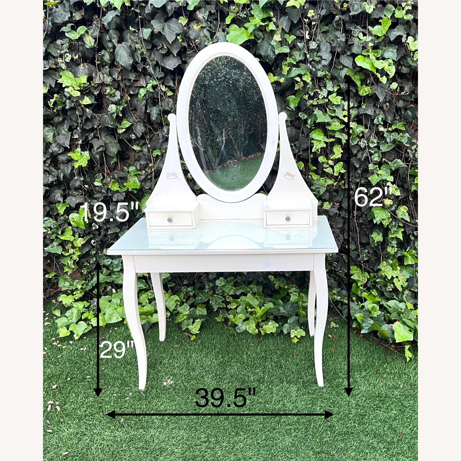 Dressing Table with Mirror and Glass Top - image-3