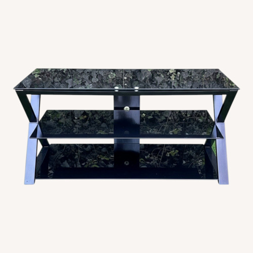 Used Glass and Metal Frame Entertainment Center for sale on AptDeco