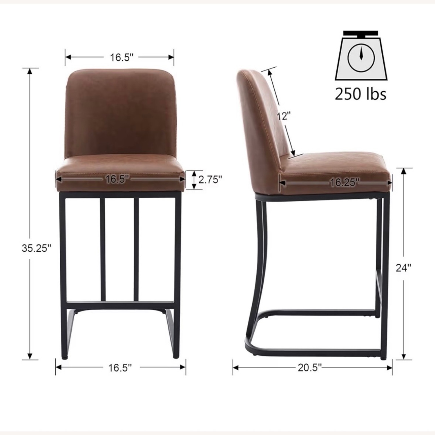 Light Brown Faux Leather Stools - image-2
