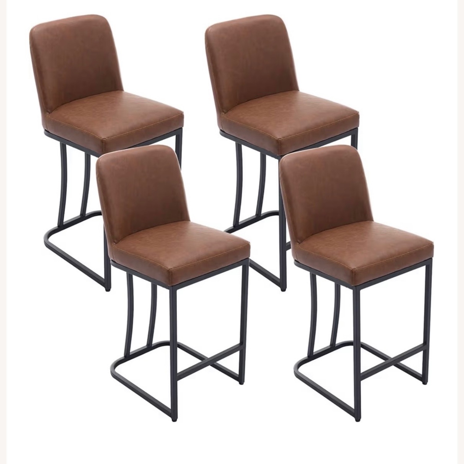 Light Brown Faux Leather Stools - image-1