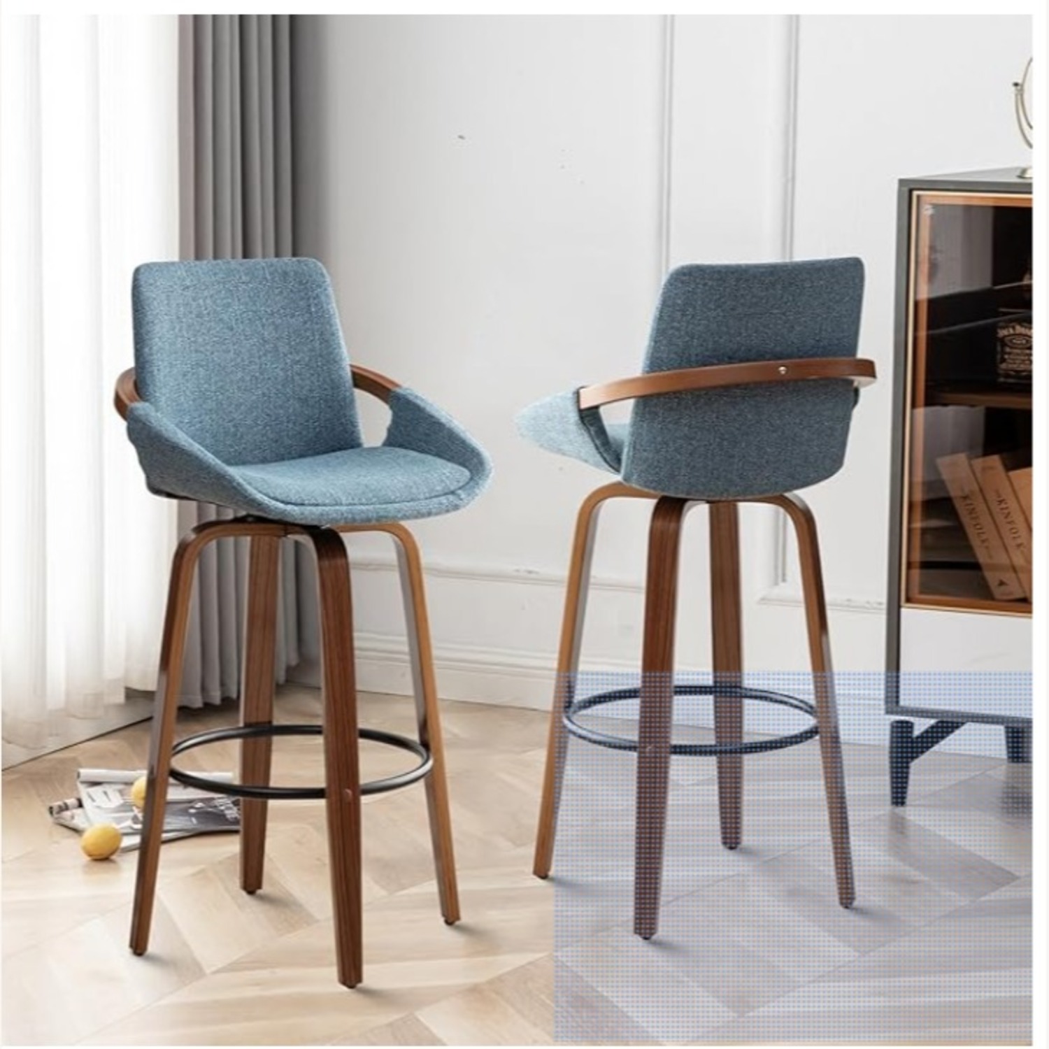 Blue Mid-Century Bar Stool Set - image-1