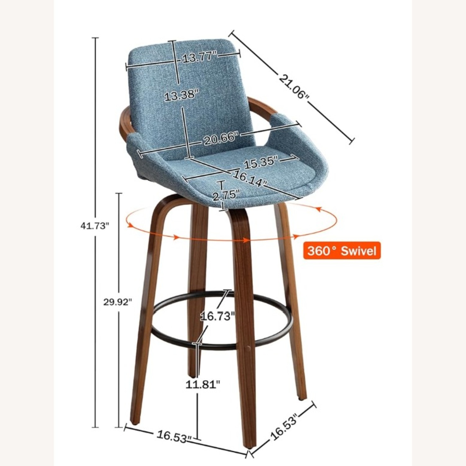 Blue Mid-Century Bar Stool Set - image-2