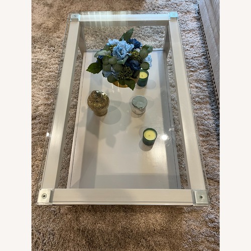 Used Tessani White Mirrored Glass Coffee Table for sale on AptDeco