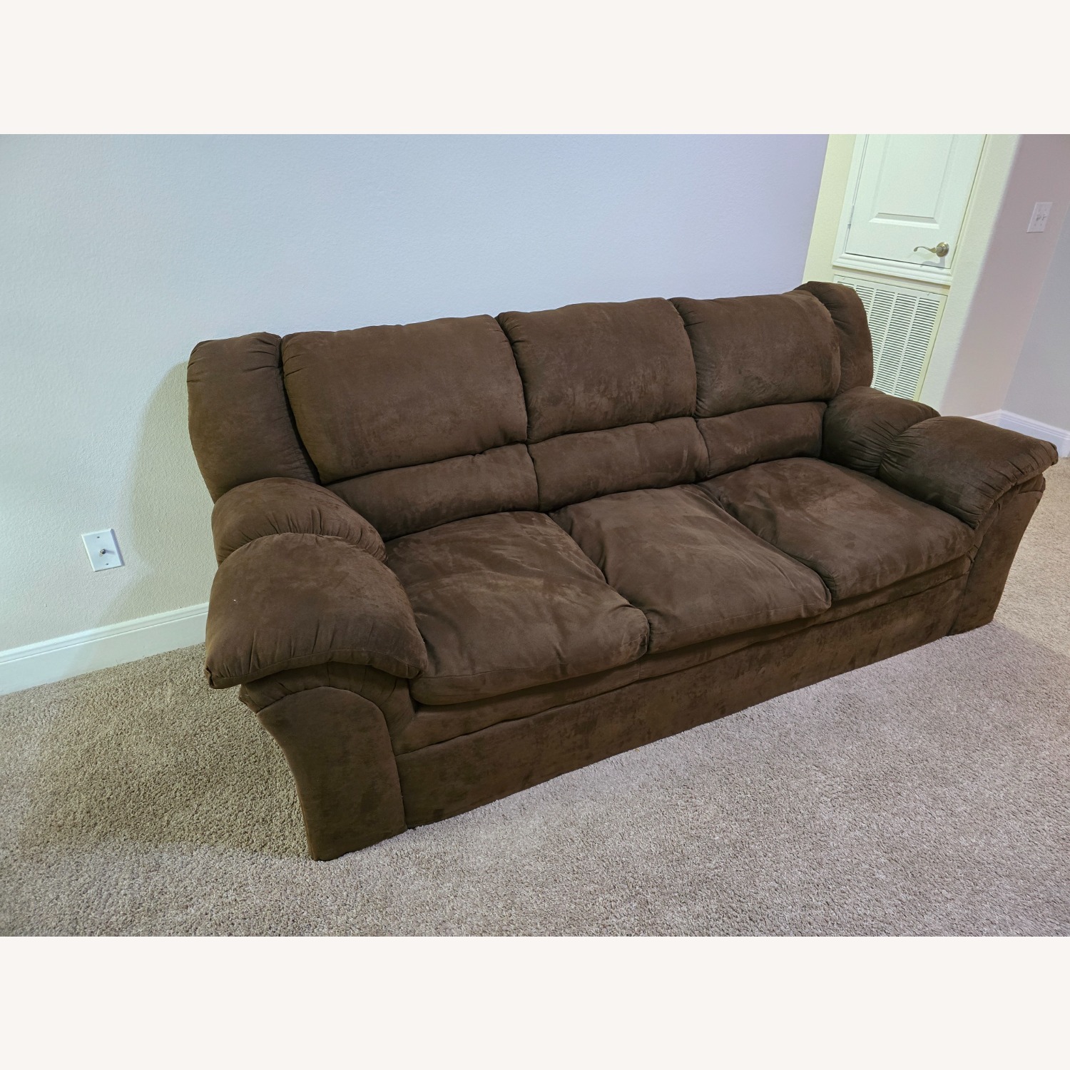 Dark Brown Fabric 3+ Seater Sofa - image-2