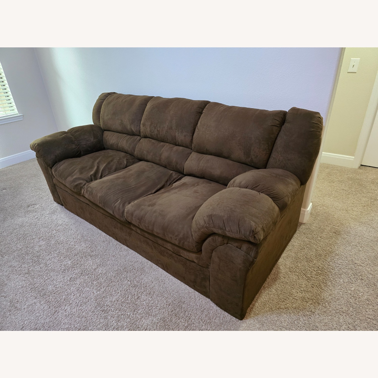 Dark Brown Fabric 3+ Seater Sofa - image-3