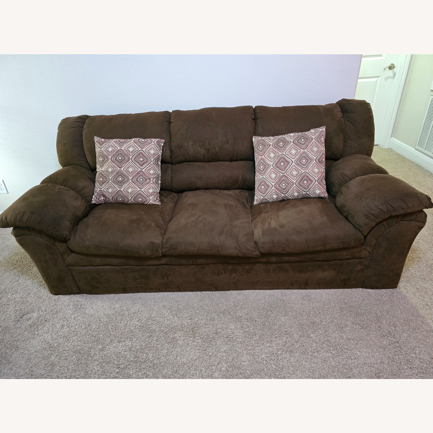 Dark Brown Fabric 3+ Seater Sofa - image-4