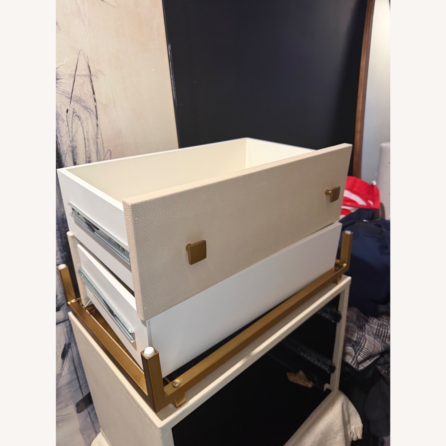 CB2 Shagreen 24" Warm White 2-Drawer Nightstand - image-4