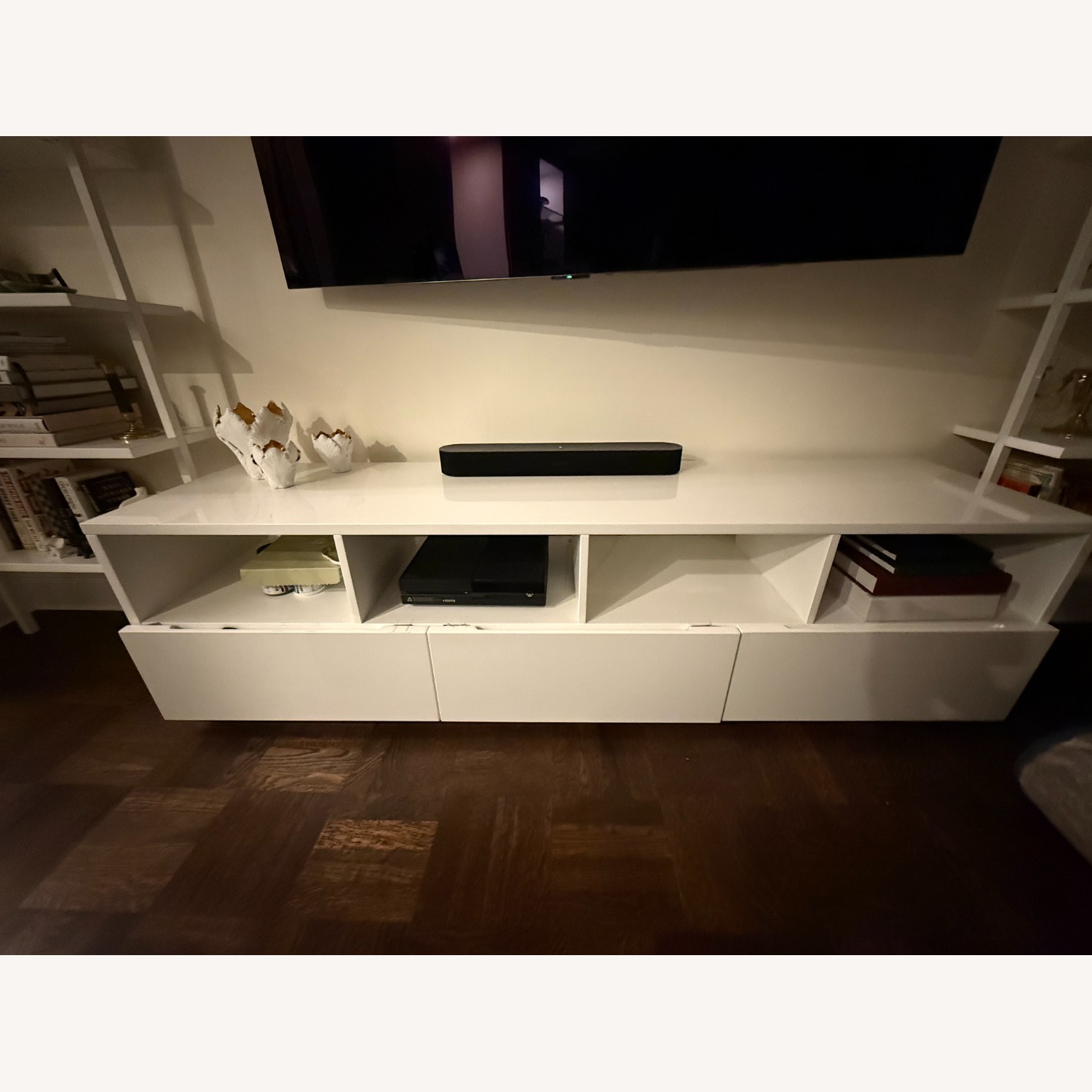 CB2 Chill 60" White High-Gloss Media Console - image-1