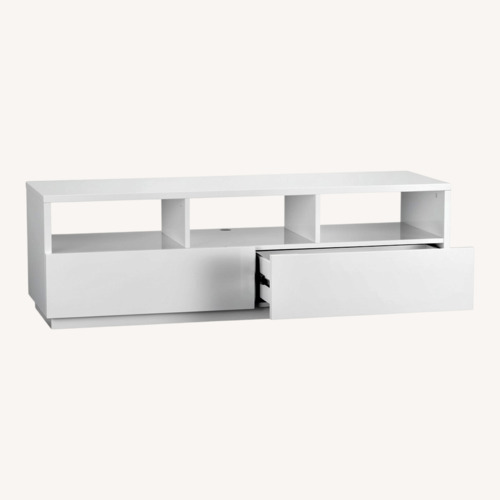 Used CB2 Chill 60" White High-Gloss Media Console for sale on AptDeco