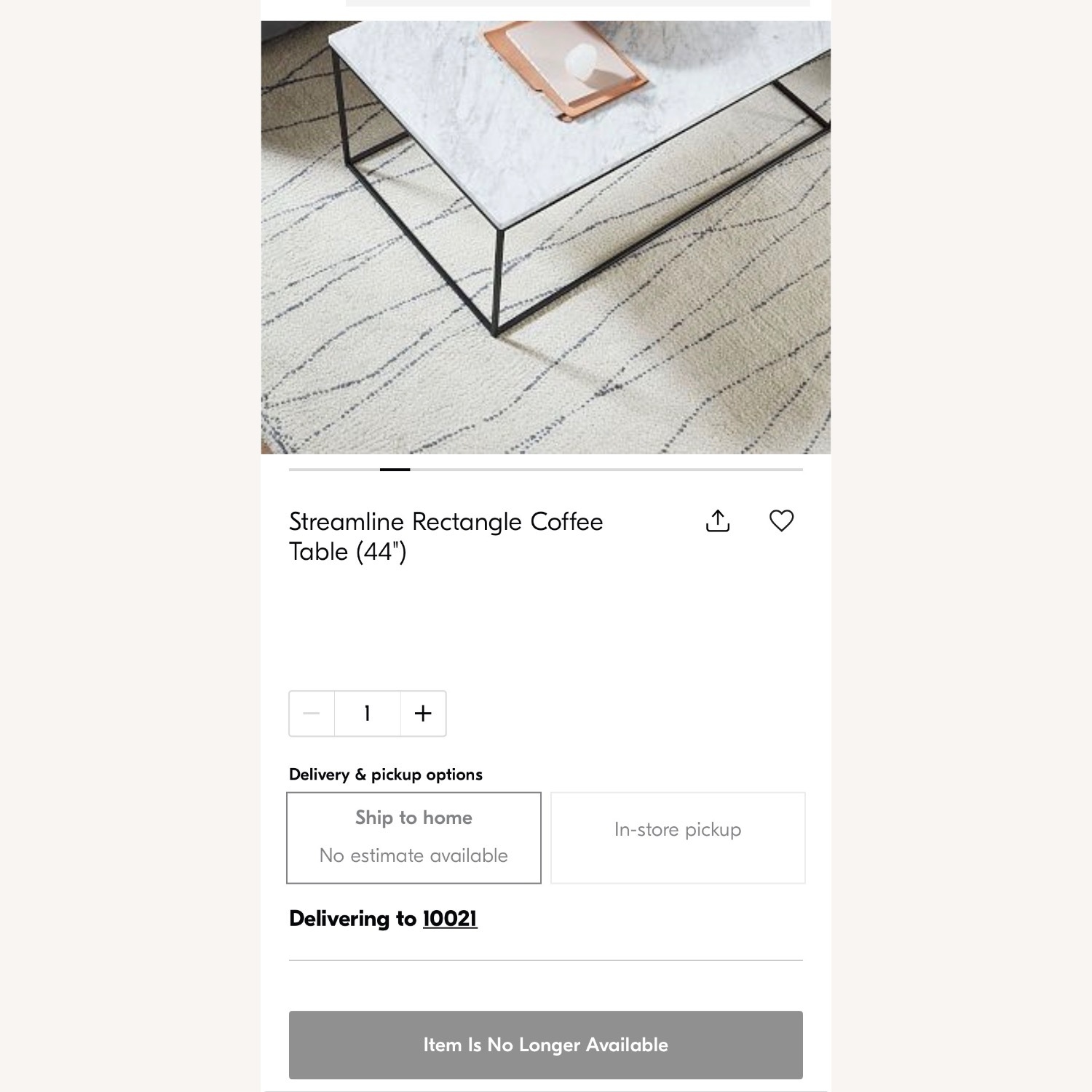 West Elm Streamline Marble Rectangle Coffee Table - image-3