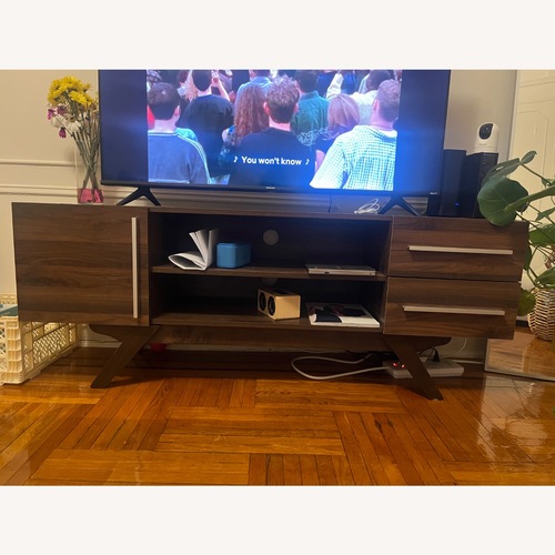 Used Dark Brown Wood Veneer Media Storage for sale on AptDeco