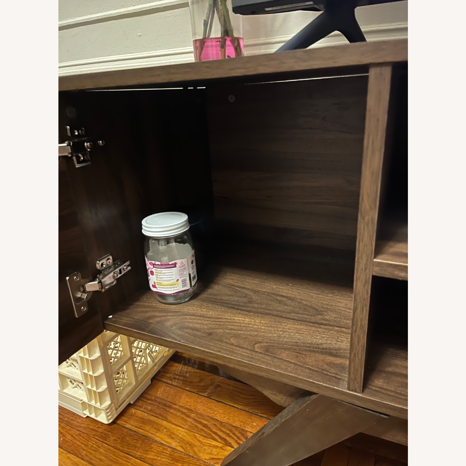 Dark Brown Wood Veneer Media Storage - image-4