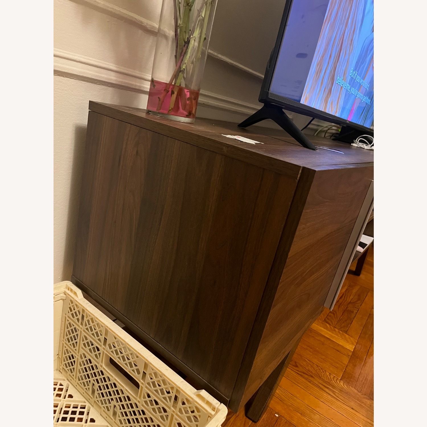 Dark Brown Wood Veneer Media Storage - image-2