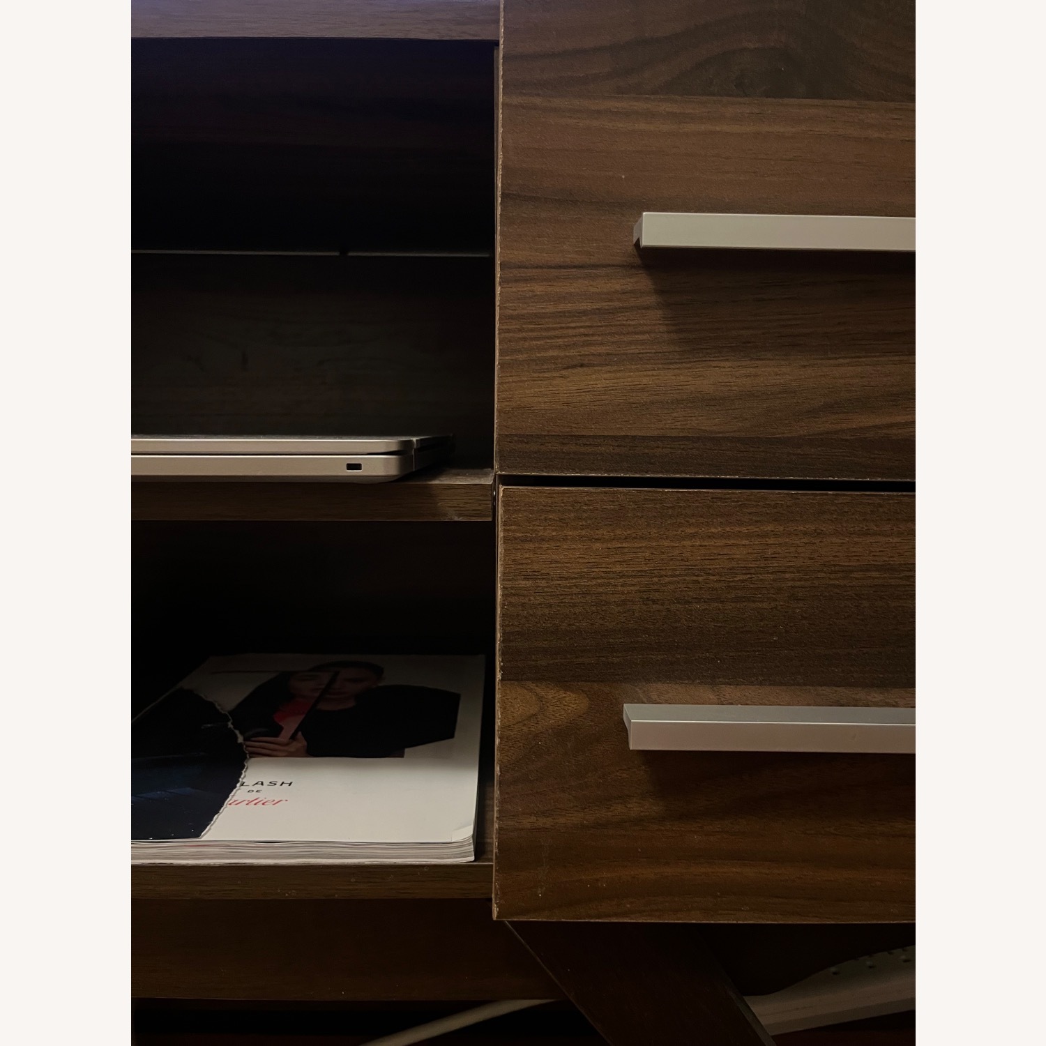 Dark Brown Wood Veneer Media Storage - image-6