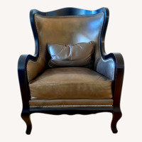 Arhaus Camden Brown Leather and Hair on Hide Accent Chair