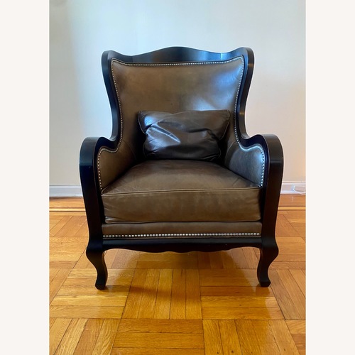 Used Arhaus Camden Brown Leather and Hair on Hide Accent Chair for sale on AptDeco