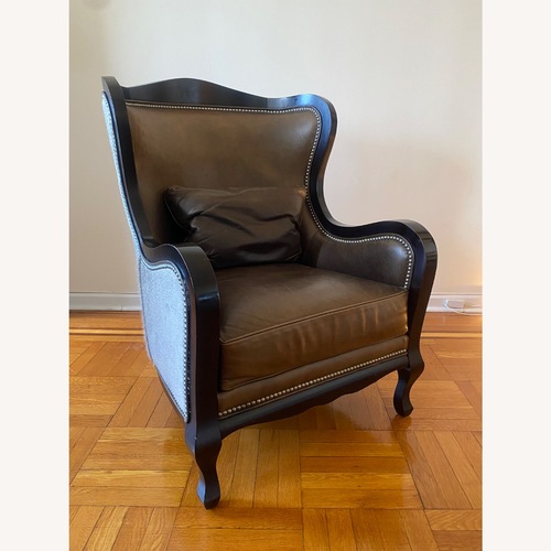 Used Arhaus Camden Brown Leather and Hair on Hide Accent Chair for sale on AptDeco
