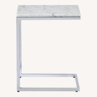 CB2 Smart Chrome Marble Side Tables, Set of 2