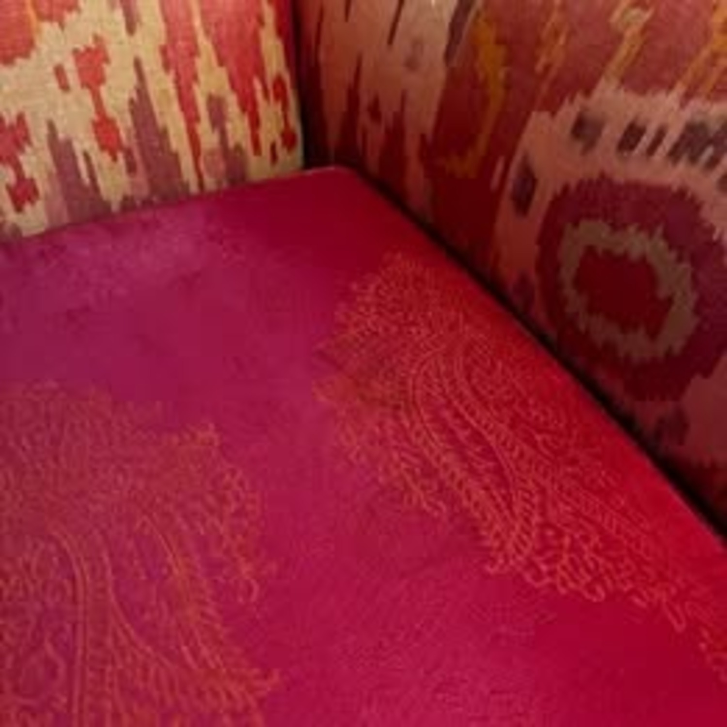 Boho Style Pink Red Patterned Comfy Armchair - image-5