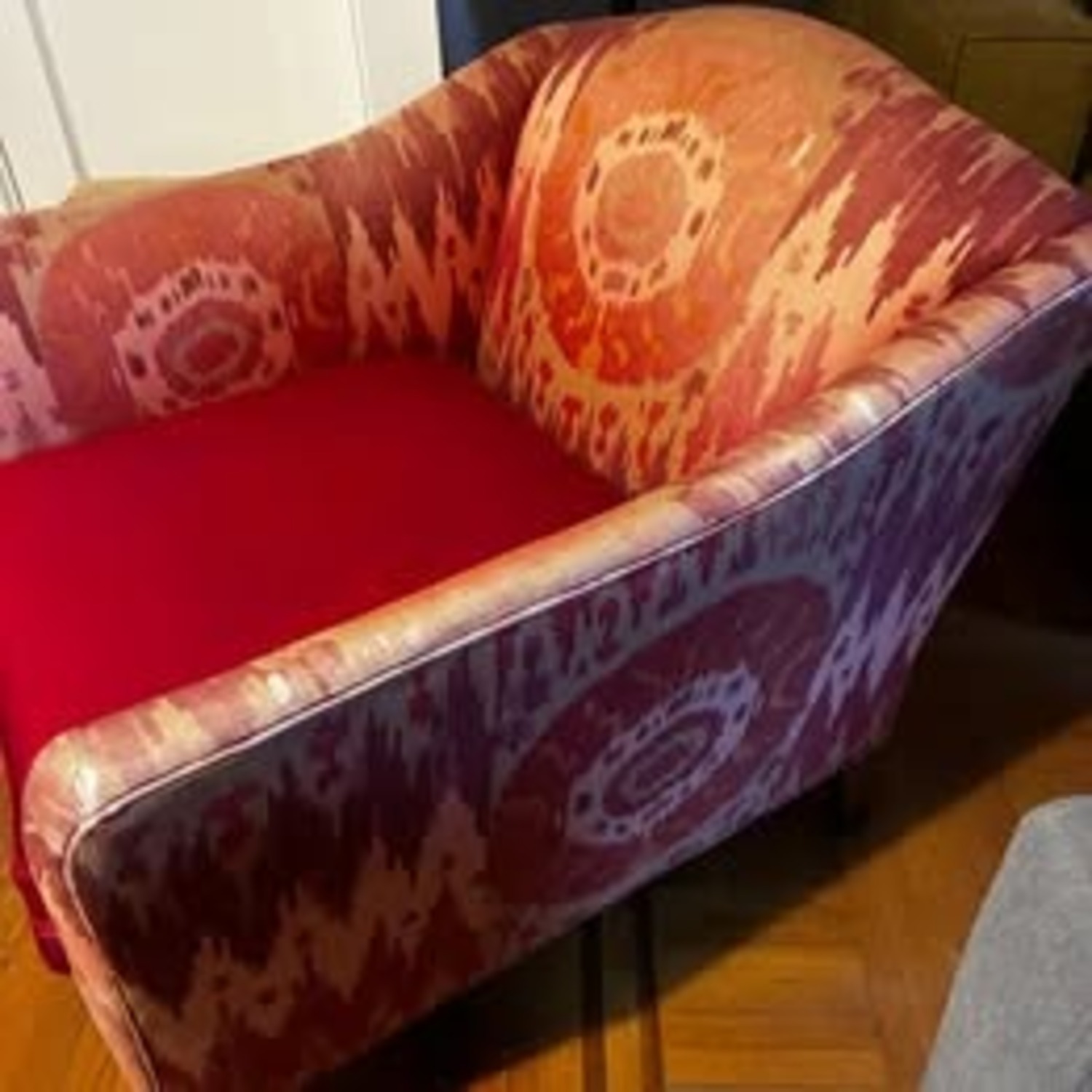 Boho Style Pink Red Patterned Comfy Armchair - image-2