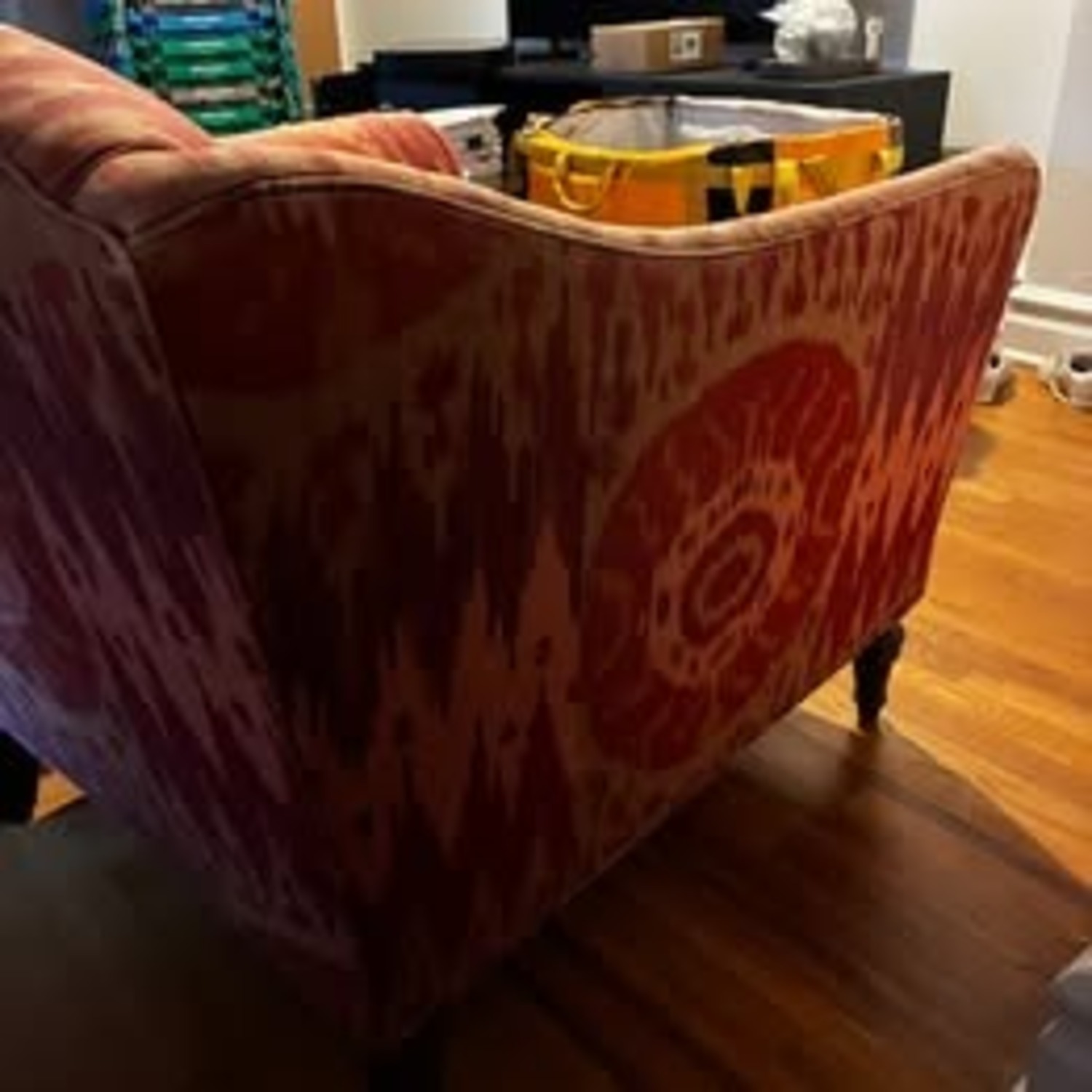 Boho Style Pink Red Patterned Comfy Armchair - image-3