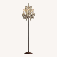 Restoration Hardware 19th C. Rococo Iron & Crystal Floor Lamp