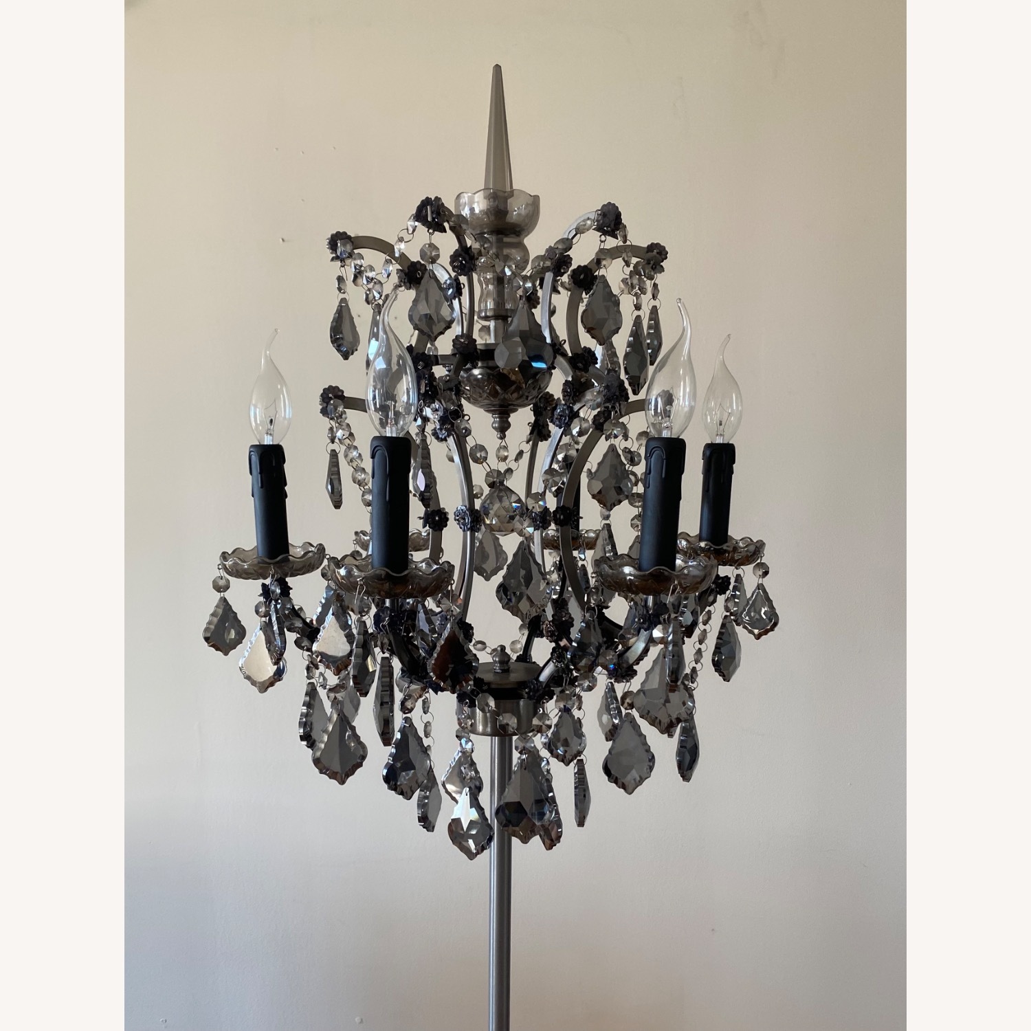 Restoration Hardware 19th C. Rococo Iron & Crystal Floor Lamp - image-2
