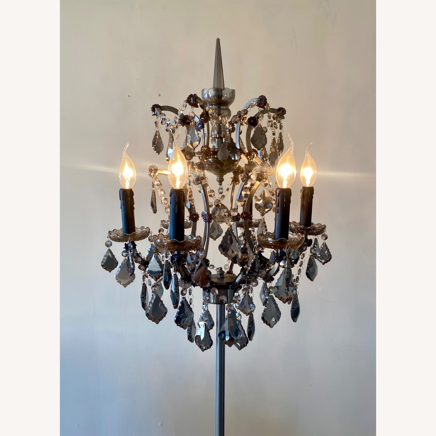 Restoration Hardware 19th C. Rococo Iron & Crystal Floor Lamp - image-3