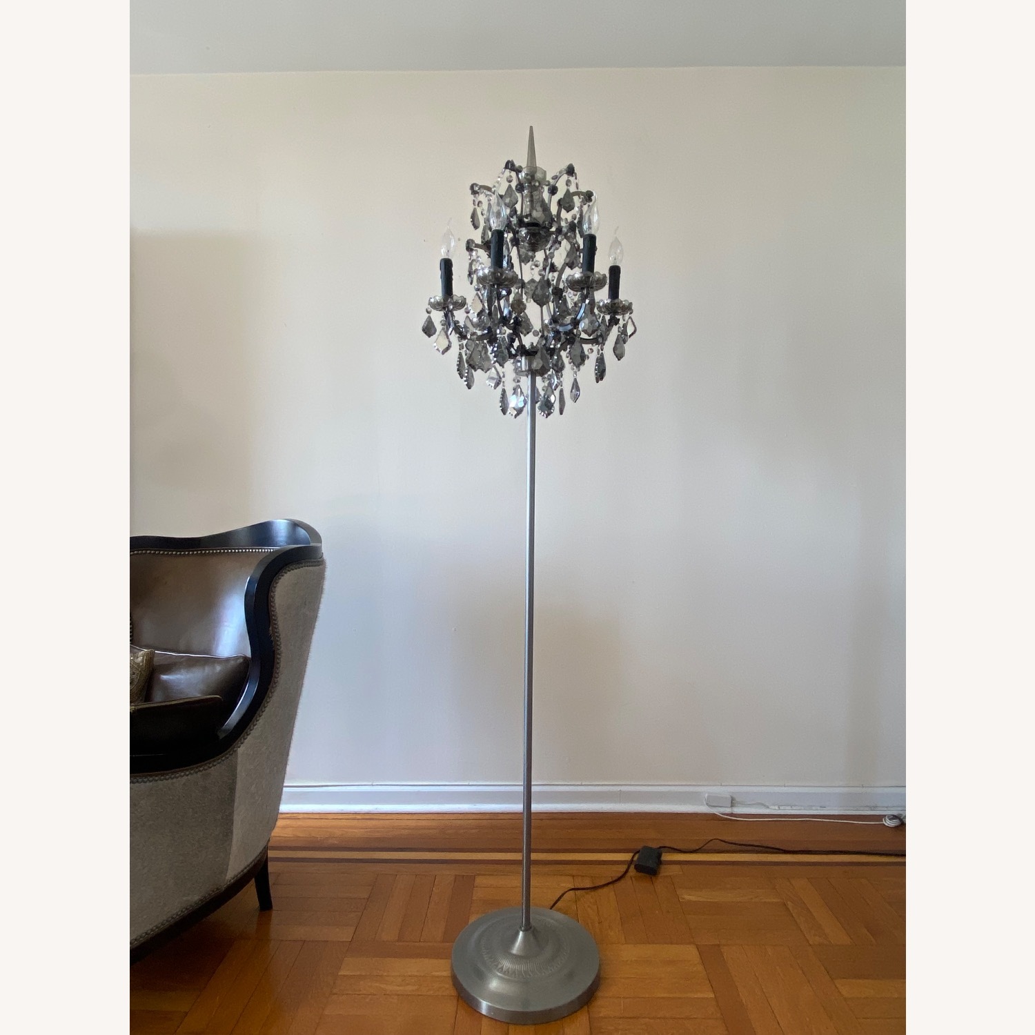 Restoration Hardware 19th C. Rococo Iron & Crystal Floor Lamp - image-4