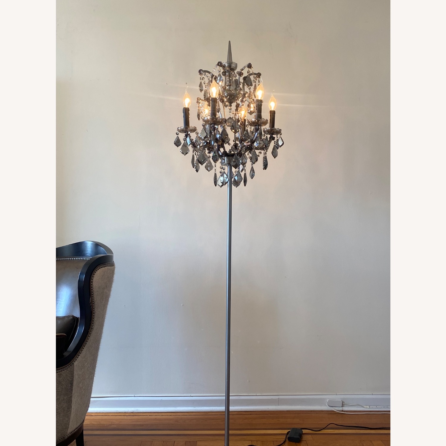 Restoration Hardware 19th C. Rococo Iron & Crystal Floor Lamp - image-5