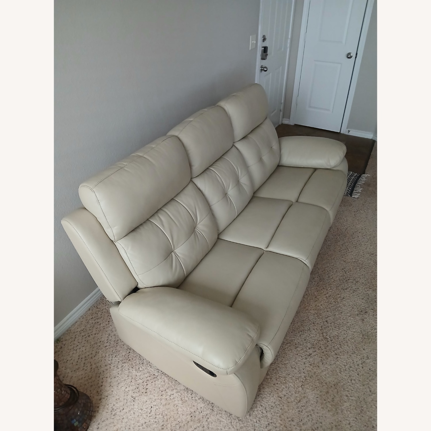 Antonin Leather White Loveseat - image-1