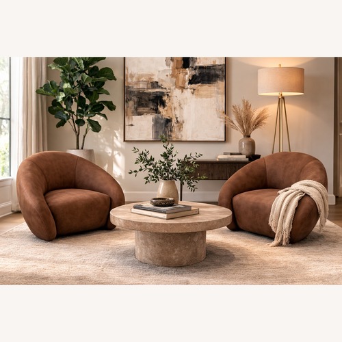 Used RH Reyna Leather Swivel Chairs (Set of 2) for sale on AptDeco